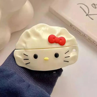 3D Dumpling Cat Earphone Ear Bag Case For Apple Airpods Pro 3 2 1 4 With Hook Buckle