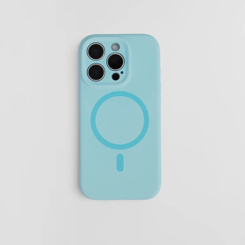 Magnetic Solid Color Liquid Silicone MagSafe Phone Case for iphone 17Pro Max 16 15 15Pro 14 13 Skin Feel Wireless Charging Cover