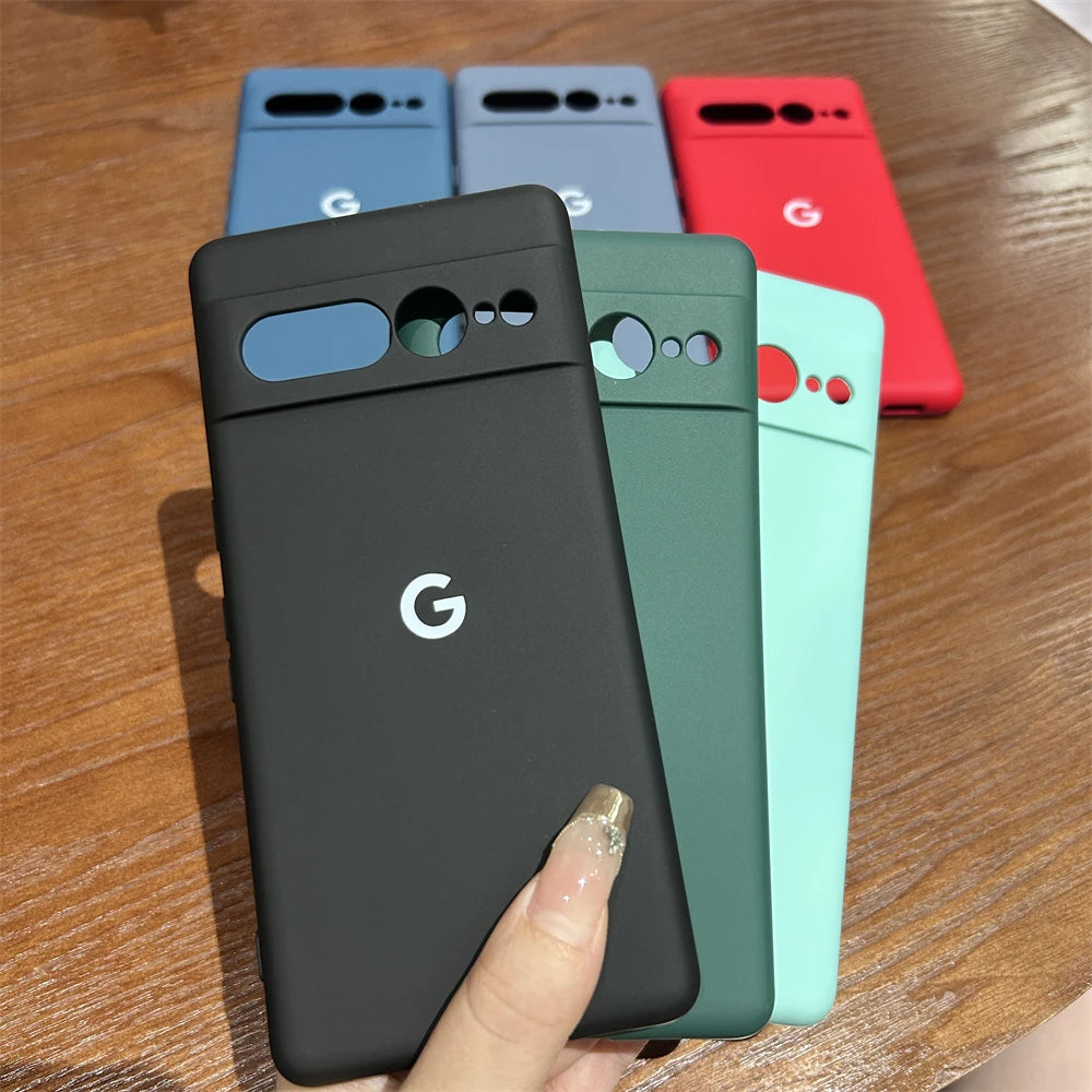For Google Pixel 6 7 8 Pro Case Soild Color Plain Silicone Soft Cover For Google Pixel 8A 7A 6A Shockproof Bumper Shell