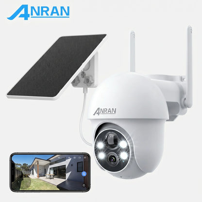 ANRAN 5MP Wifi Solar Camera 360° Rotation Security Surveillance Camera Outdoor Wireless Human Detection Custom Detection Area