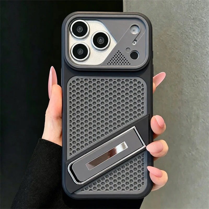 Luxury Heat Dissipation Stand Phone Case For iPhone 17 13 12 11 14 15 16  Pro Max Instantly Transform Into 17Promax Bumper Cover