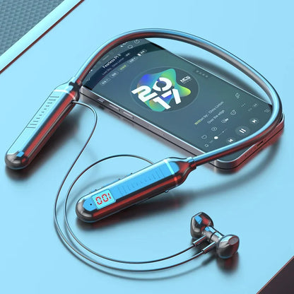 Wireless Earphones Bluetooth 5.3 Neckband Headphones Gaming LED Display HIFI Headset Sports TWS Earbuds With Mic TF Card