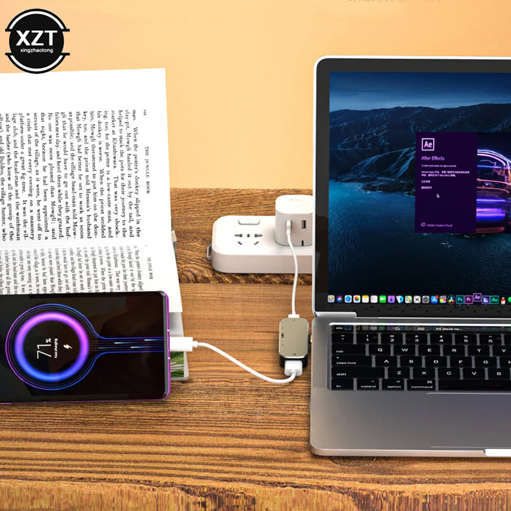 Type C to USB TypeC to 3.5MM Jack USBC PD Type-C to HDMI-compatible Adapter Converter Hub Splitter Docking Station for MacBook