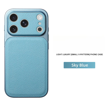 Solid Color Lychee Grain Leather Phone Case, Anti-Scratch & Shockproof Protective Cover for iPhone 17 Pro Max  16 15 14 13 Air