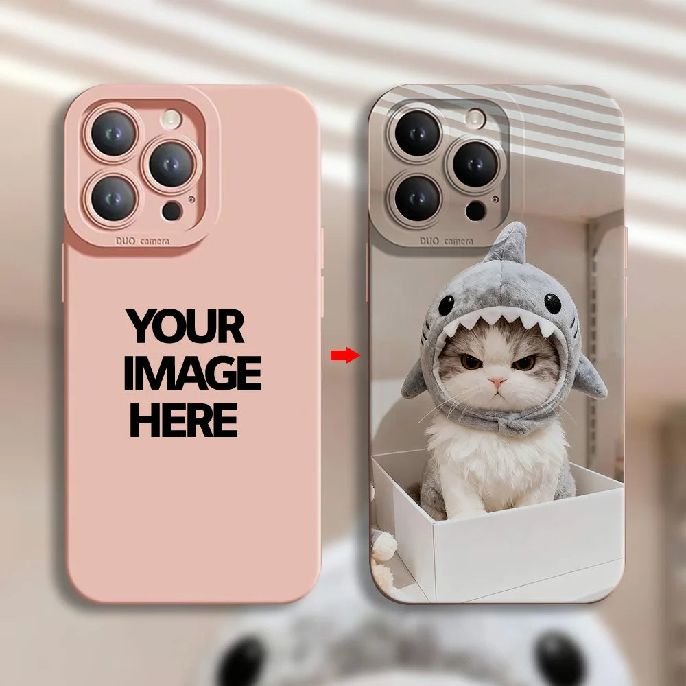 Custom Matte Case for iPhone 17 16 15 14 13 12 11 Pro Max SE XS XR 15 7 Plus 16E DIY Personalized Photo Picture Soft Cover Funda