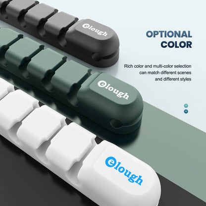 Elough Cable Organizer 7 Clip Cable Management Tidy Silicone Winder Wire Holder Arrangement For Mouse Earphone Protector
