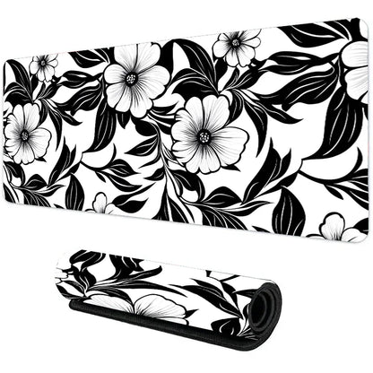 Botanical Green Floral Plant Mouse Pad Large Desk Pad Non-Slip Gaming accessories Mouse Mat Stitched Edges for Office and Home