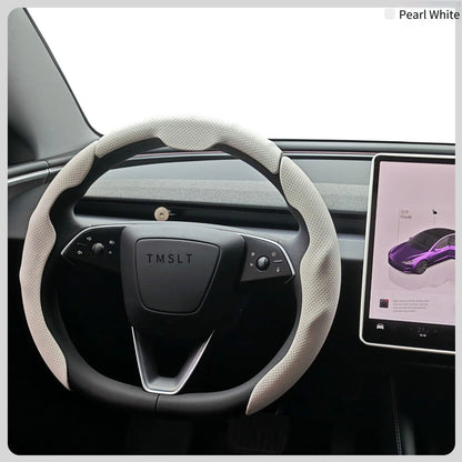 3Pcs Perforated Leather Breathable Anti-Slip Sweat-Absorbing Universal Car Steering Wheel Cover Auto Accessories