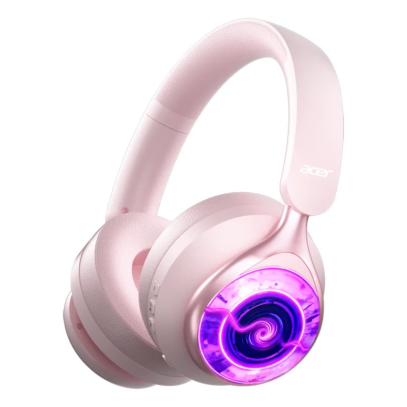 Acer Wireless Bluetooth 6.0 Headphones RGB Cool Lighting Foldable Over-Ear Headphones Stereo Effects for Travel Home Office