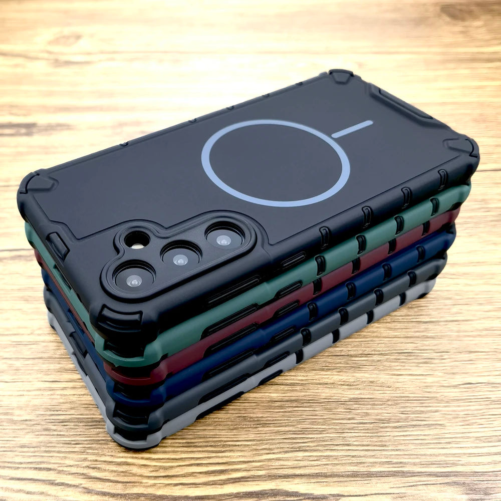 Shockproof Armor Matte Case For Samsung Galaxy A56 A36 A55 A54 A35 A15 5G S26 S25 S24 S23 Ultra Plus for Magsafe Charge Cover