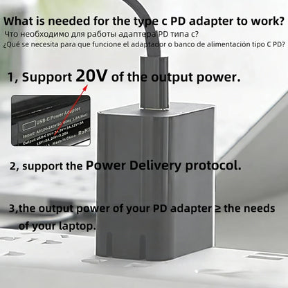 PD 100W Type C to Universal Laptop Charger Converter for Asus Lenovo Hp Dell Acer Samsung USB C Fast Charger Adapter Connector
