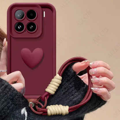 For Xiaomi 15T Pro Case For Xiaomi 15T  Phone case For Xiaomi 15TPro 3D Love Heart Hand Strap Back Cover For Xiaomi 15 T