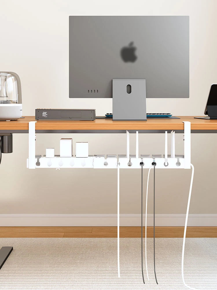 Under Desk Cable Management Tray,Extendable Sturdy Steel Under Desk Cord Hider Raceway,Power Strip Cord Holder Wire Management