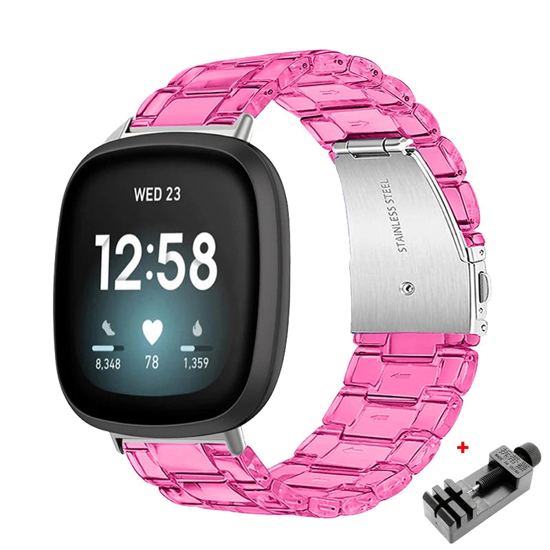 Newest Transparent Resin Strap for Fitbit  Versa 3 4 Lite Sense for Fitbit Versa2 Smartwatch Bracelet Watchband Accessories