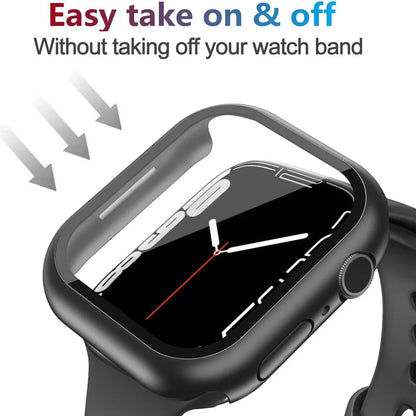 Glass+Matte Watch Cover for Apple Watch Case 45mm 41mm 44mm 40mm 42mm 38mm Bumper+Screen Protector for Iwatch SE 8 7 6 5 4 3 2 1