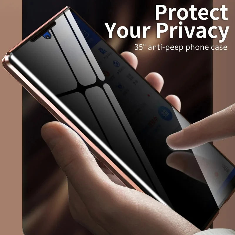 360 Full Cover Magnetic Metal Flip Case For Samsung Galaxy Note 20 Ultra Note20 Cases Tempered Glass Note 20 Privacy Fundas Euti
