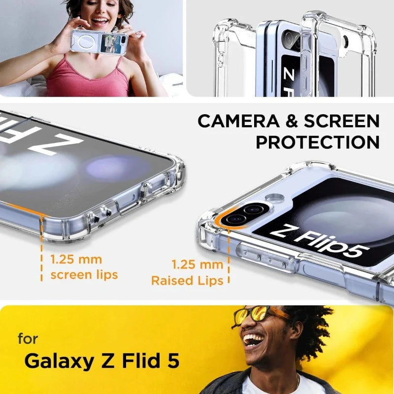Magnetic Transparent Hard PC Phone Case For Samsung Galaxy W25 W24 W23 Z Flip 8 7 FE 6 5 4 3 5G Magsafe ShockProof Cover