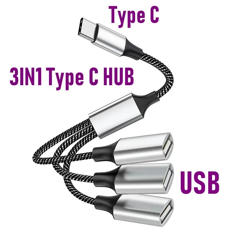 Multi USB Hub Extensions 4 Port Type C Hub USB Splitter Fast Data Transmission OTG Adapter For Computer Xiaomi Macbook Pro Air