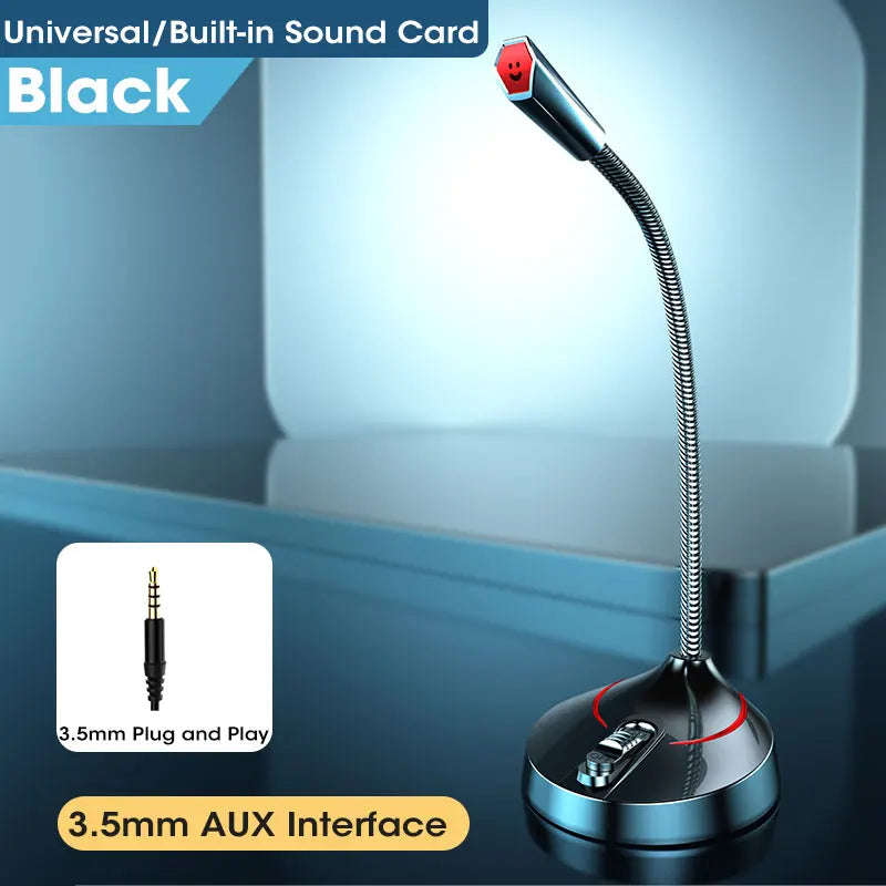 3.5mm AUX Wired Mini Microphone for PC Computer Laptop Notebook Loud Speaker