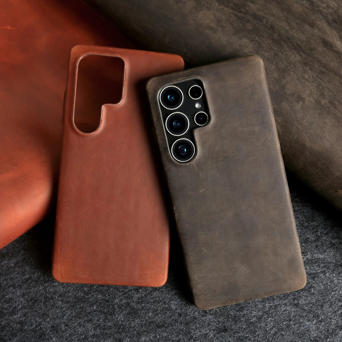 Vintage Genuine Leather Case for Samsung Galaxy S26 Ultra S25 S24 S23 S22 S21 S20 S25FE Magnetic PULL-UP Cowhide Phone Cover