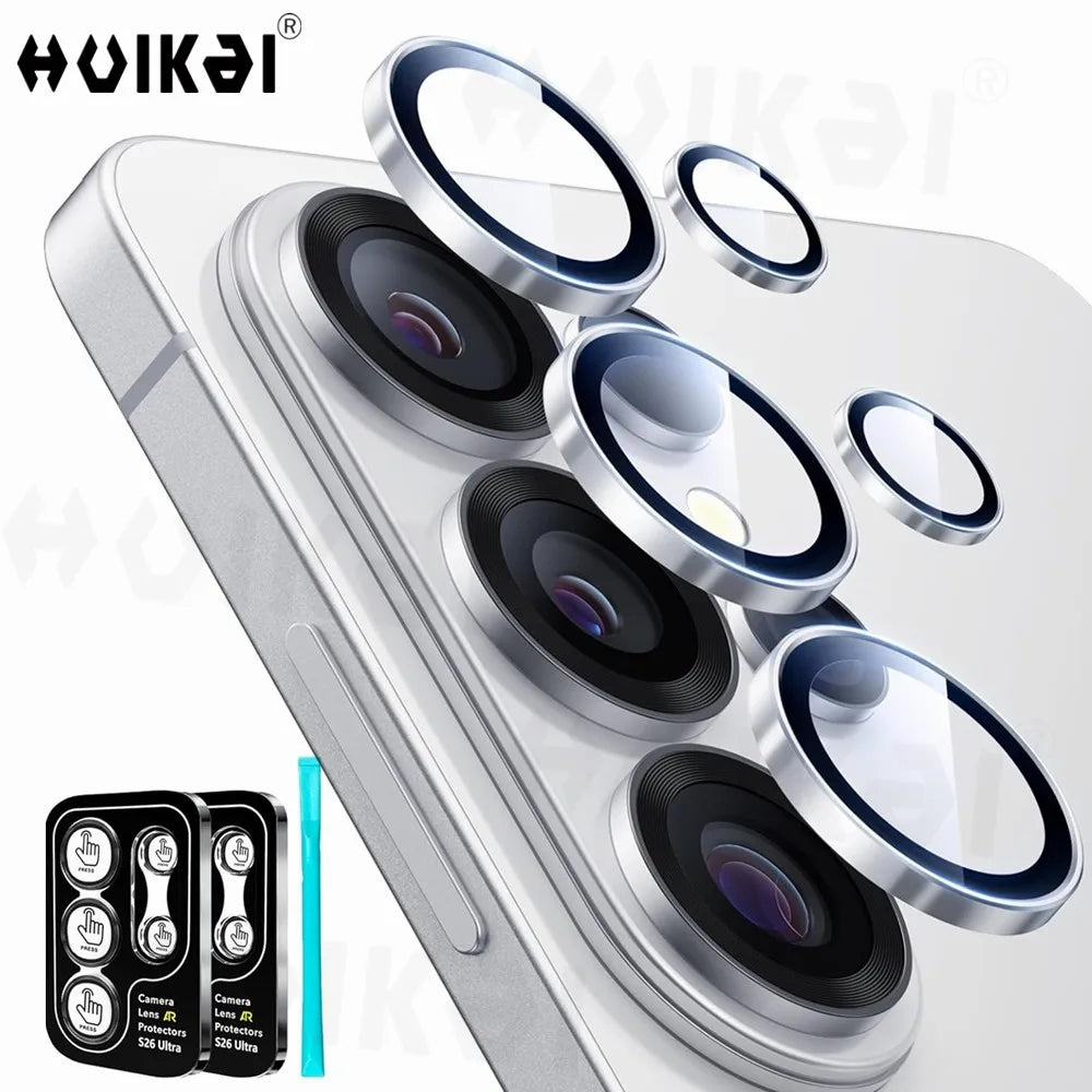 2 Sets Camera Lens Protector For Samsung Galaxy S26 Ultra S26 S25 S24 Tempered Glass Camera Cover Screen Protector Metal Scratch