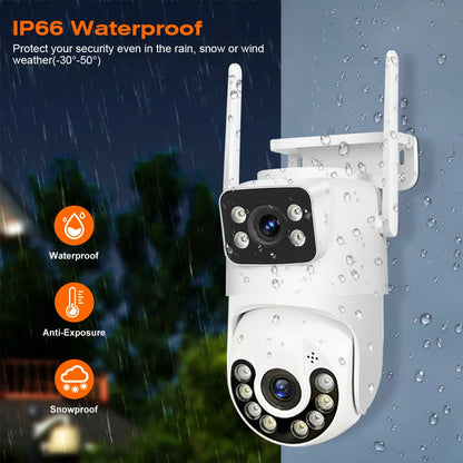 Outdoor Wireless Security IP Camera 4K 8MP HD Dual Lens External Wifi PTZ Camera Auto Tracking Street Surveillance Camera iCsee