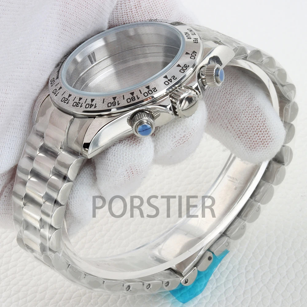 40mm VK63 Watch Case 100m Waterproof for Daytona VK63 VK64 Movement 316L Stainless Steel Presidential/Jubilee/Oyster Bracelet