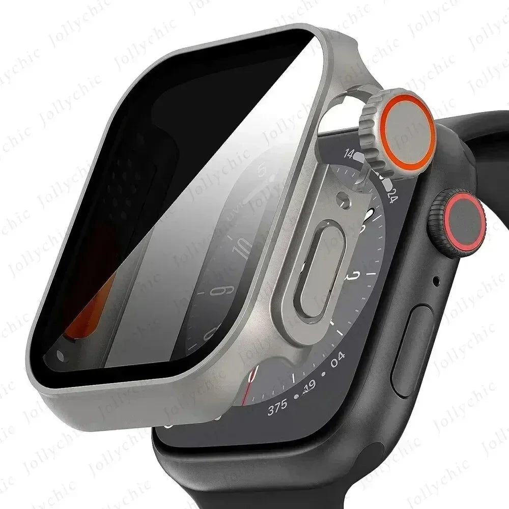 Case For apple watch Apple Watch Series9/8/7/6/5/4 SE 44 45 41 40mm change to Ultra Privacy Tempered Glass Screen Protector case