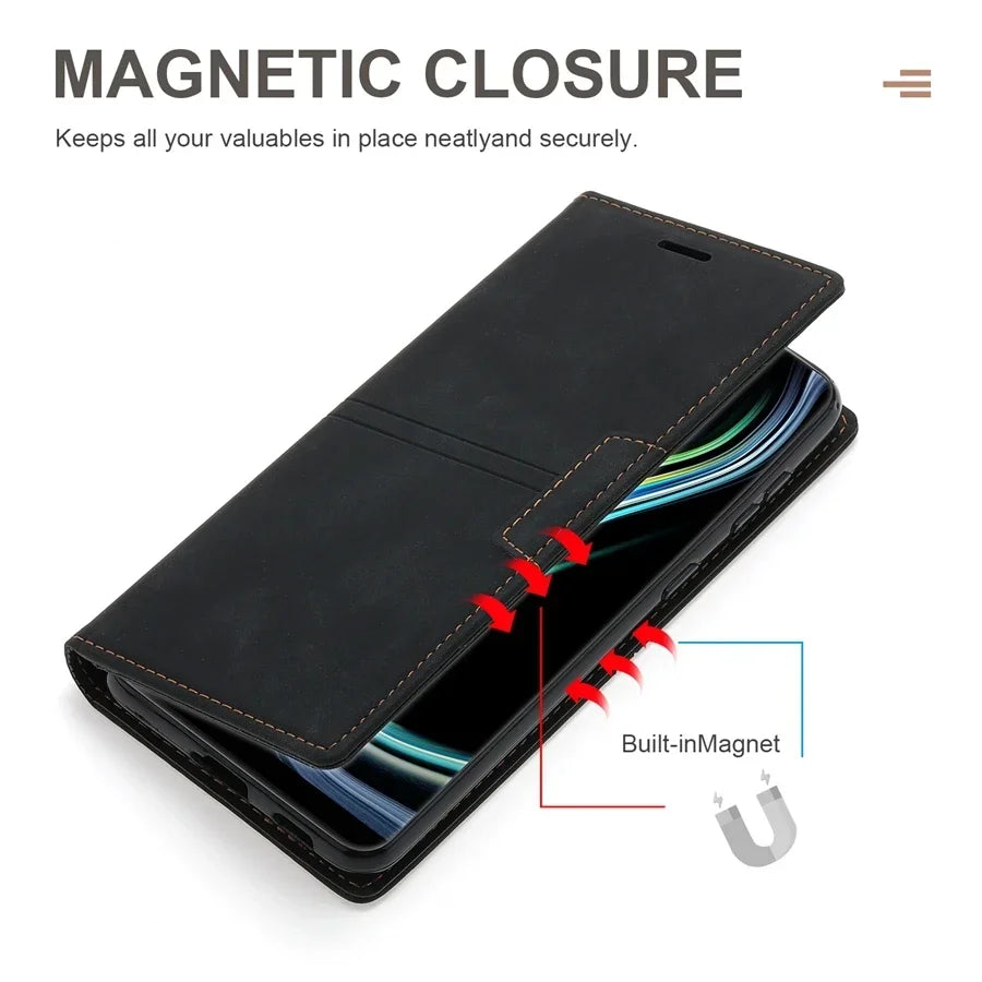 Wallet Card Slot Magnetic Flip Leather Case For Samsung Galaxy S25 Edge S24 Ultra S23 Plus S22 S21 S20 FE Note 20 10 Lite 9 8