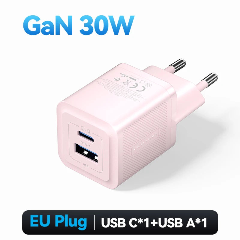 Vention GaN 30W Fast Charger for iPhone 17 16 15 14 13 PD3.0 Charger for iPad Pro Xiaomi Samsung USB Type C Mobile Phone Charger