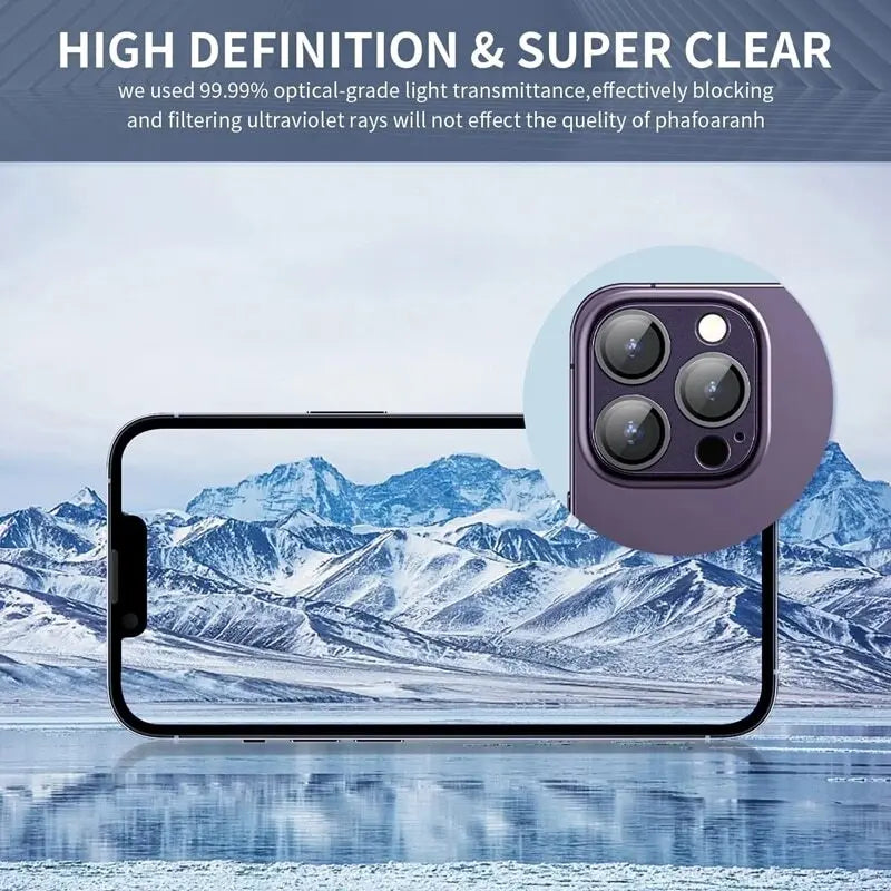 Tempered Glass Metal Camera Lens Protector for Apple iPhone 14 15 16 17 Pro Max Easy Install Camera Lens Protector Case