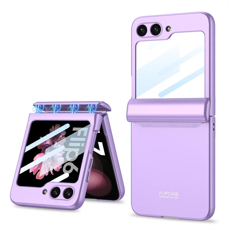 Magnetic Hinge Protection Hard PC Phone Cover for Samsung Galaxy Z Flip 8 7 6 5 4 5G Case Shockproof with Small Screen Protector