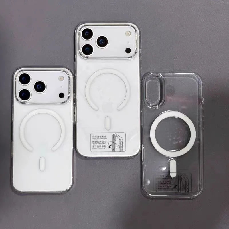 Original Transparent Phone Case For iPhone 17 Air 16 15 14 13 12 Pro Max Cases For Magsafe Animation Wireless Charging Cover