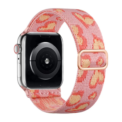 Soft Breathable Stretchy Nylon Solo Loop Band with Love/Flower Pattern - Elastic Braided, Compatible For Apple Watch 38mm-49mm