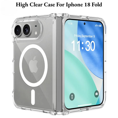 Original For Magsafe Magnetic Wireless Charging Phone Case For iPhone Duo 18 Fold Clear Protective Cover For iPhone 18 Duo