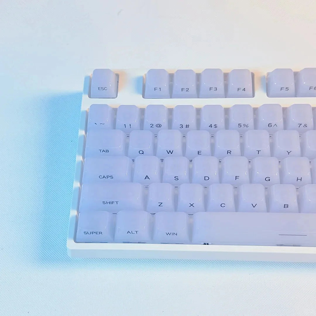 Foggy Transparent Crystal PC Keycaps OEM Profile Creamy White Side Print RGB Backlit Keycaps 115 Keys for MX Switches Keyboard