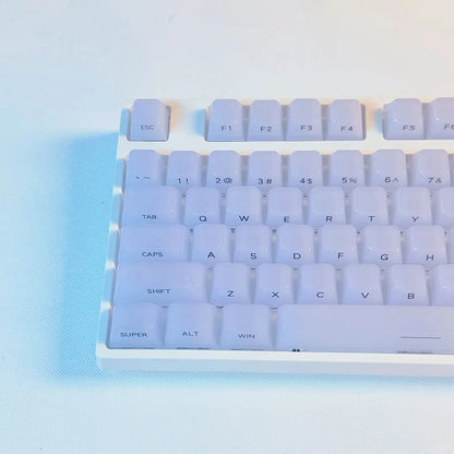 Foggy Transparent Crystal PC Keycaps OEM Profile Creamy White Side Print RGB Backlit Keycaps 115 Keys for MX Switches Keyboard