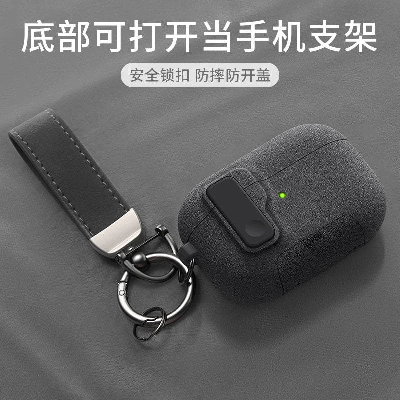 2025 New For AirPods Pro 3 Phone Stand Case Cover Magnetic Auto Lock TPU Shockproof Protective Sleeve With Hook for AirPods Pro3