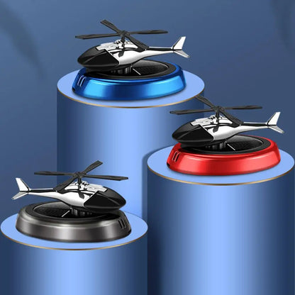 Solar Powered Rotation Helicopter Solar Aromatherapy Car Air Freshener Alloy+ABS Wooden Fragrance Auto Aroma Diffuser
