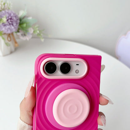 Case For Apple iPhone Duo For Foldable iPhone Duo For Magsafe With  Magnetic Ring Ripples Stand Luxury Silicone Ripples Cover