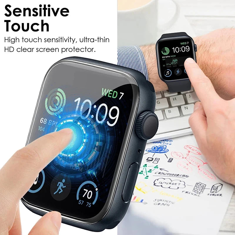 1-5Pcs Full Screen Coverage For Apple Watch 9 8 7 6 5 38MM 40MM 42MM 44MM 41MM 45MM Screen Protector For IWatch Ultra 1 2 3 49MM