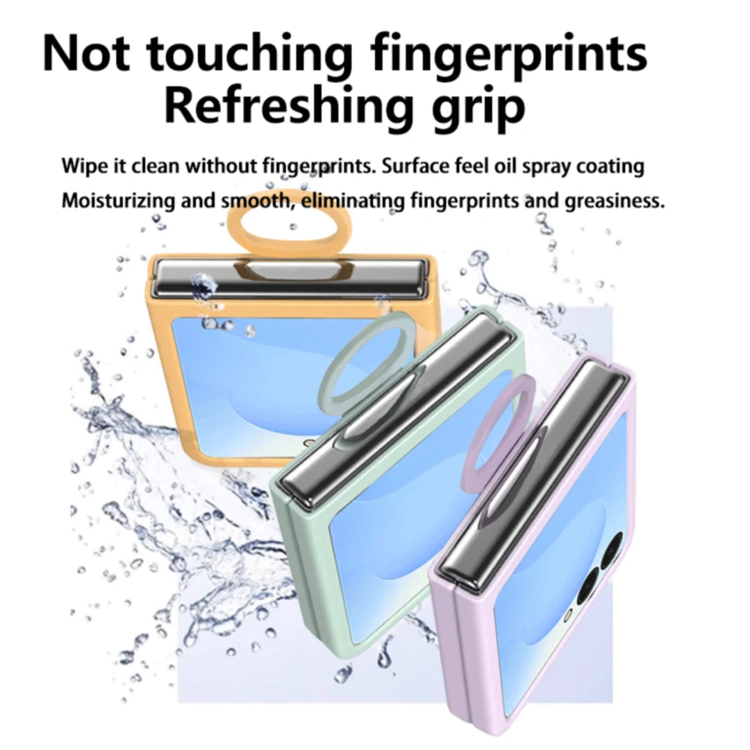 Luxury Large Window Gradient Color Silicone Ring Protect Phone Case For Samsung Galaxy Z Flip 8 7 6 5 Z Flip7 FE Skin Feel Cover