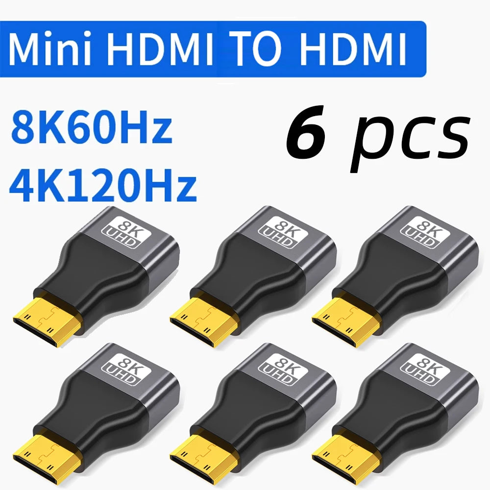 8K@60Hz Mini Micro HDMI-compatible Male to HDMI-compatible2.1 Female Adapter Converter for Camera Tablet Laptop HDTV Monitor