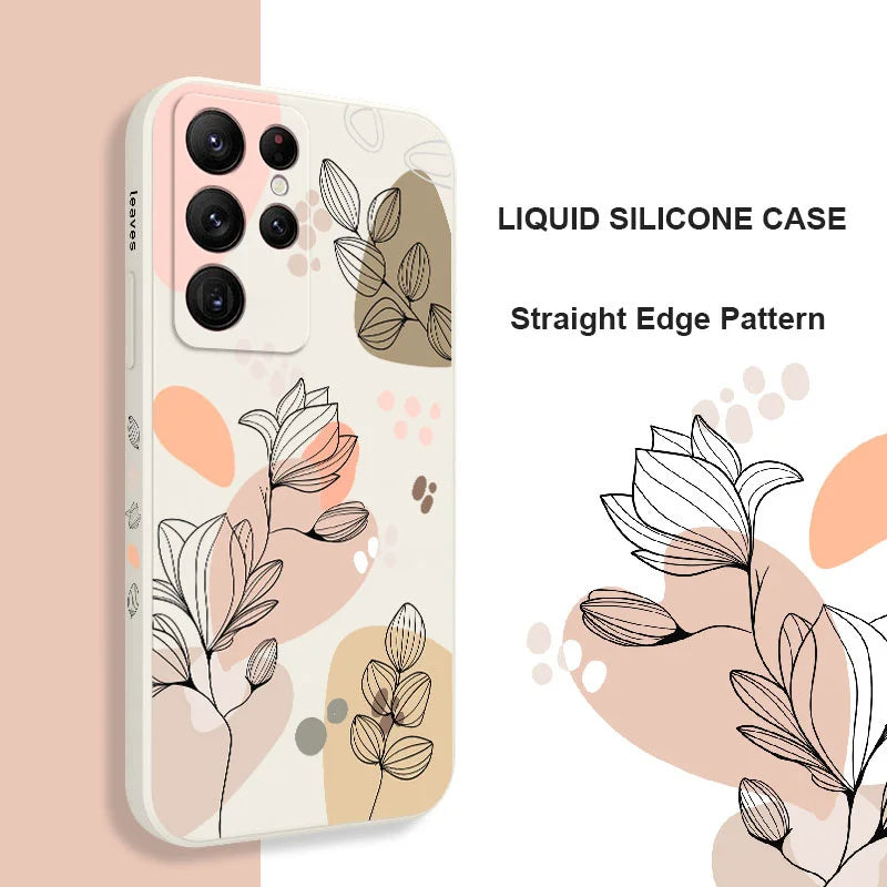 Abstract Plants Phone Case For Samsung Galaxy S25 S24 S23 S22 S21 S20 Ultra Plus FE S10 S9 S10E Note 20 Ultra 10 9 Plus Cover