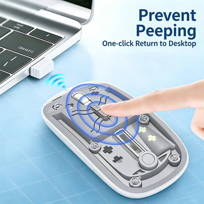 Transparent Bluetooth Wireless Mouse Dual Mode 2.4G Silent Mute Mouse Type-C Rechargeable 3 DPI Adjustable Office Mice for Game