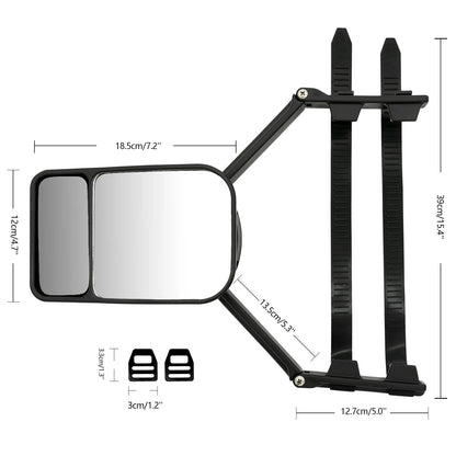 Car Extension Rear View Mirror Trailer Towing Mirror Clip-on Adjustable Towing Truck SUV Extension Dual Side View Wing Mirror