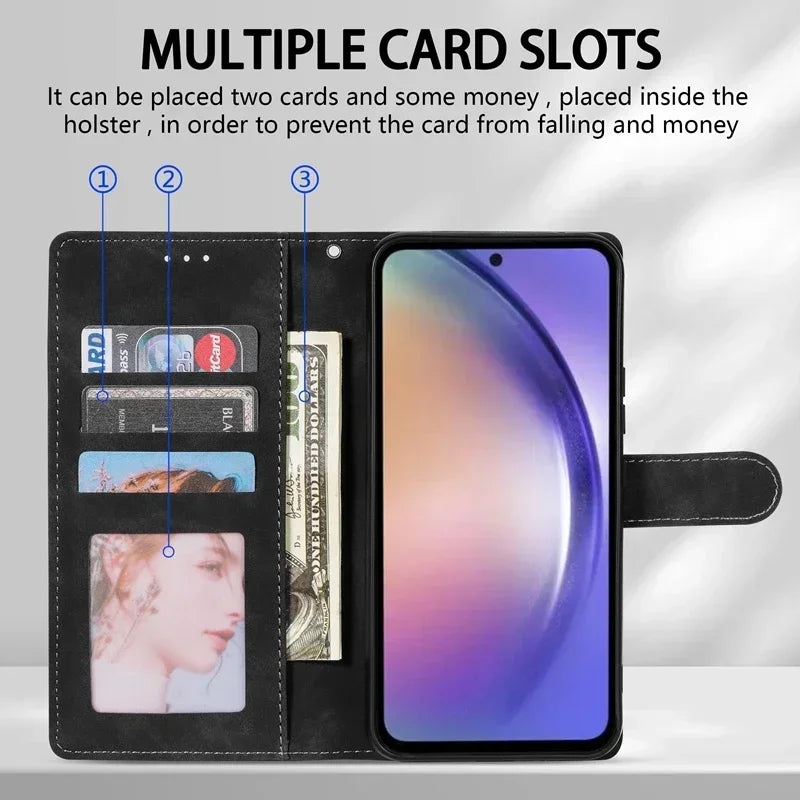 Wallet With Card Slot Support Magnetic Flip Leather Case For Samsung Galaxy S26 Ultra S25 Edge S24 Plus S23 S22 S21 S20 FE Cover