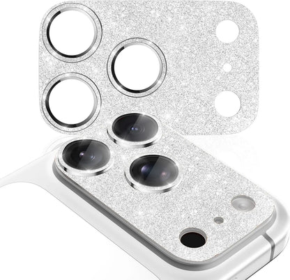 1PC Silver Glitter Integrated Camera Lens Protector for iPhone 17-13 Pro Max 9H HD Tempered Glass Anti-Scratch Case Friendly