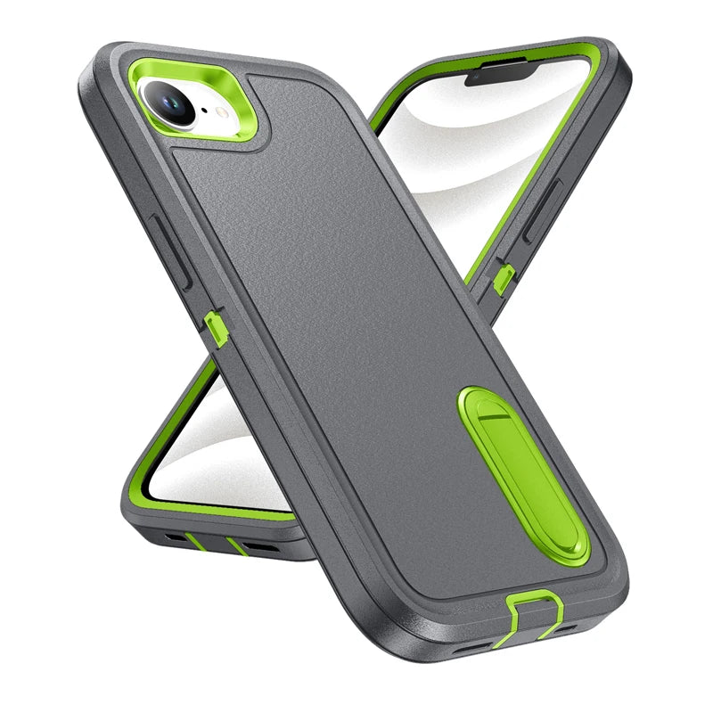 For iPhone 17E 16e Case ELVEV Luxury Soft Silicone Anti-fall + Hard PC Bumper Camera Protection Cover with Stand For 16E 17e