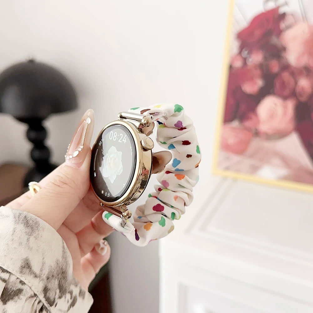 18mm Watch Band Dressy Printed Fabric Strap Bracelet for Women Huawei GT5/ Amazfit GTS2/ Garmin Venu 2S 3S Smartwatch 20mm 22mm